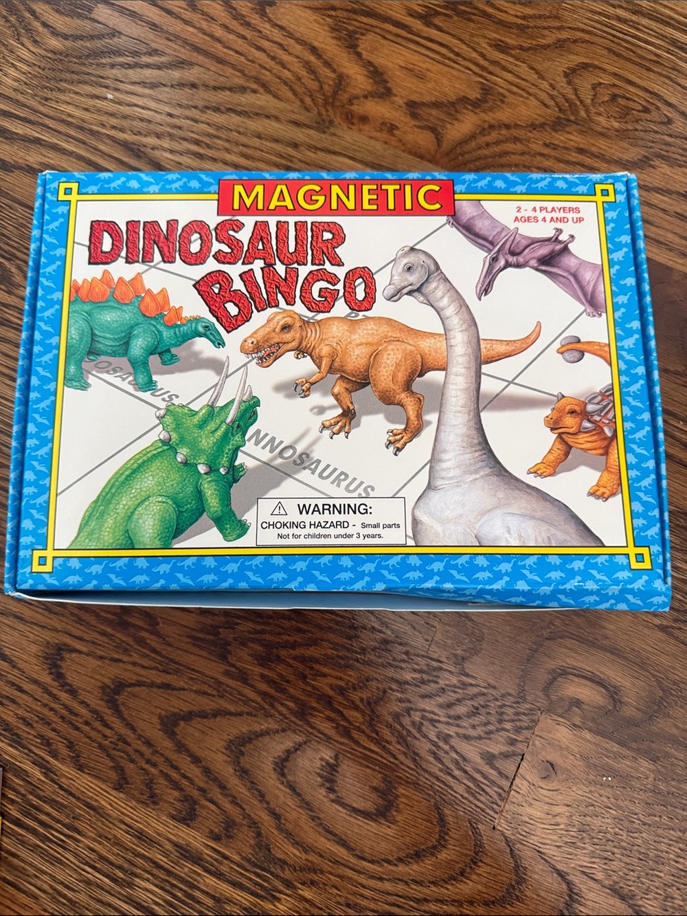 Magnetic Dinosaur Bingo Game - Blue Box with Multicolor Dinosaurs